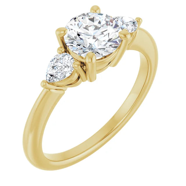 Bague de fiançailles Trilogie en or 14 carats et diamants de laboratoire