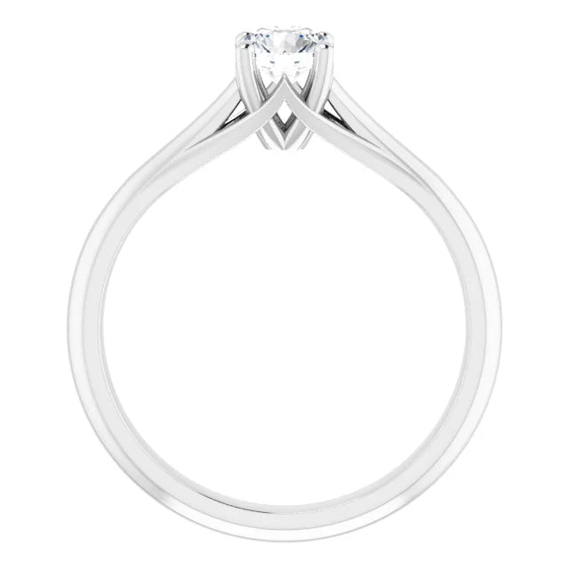 Bague d'engagement solitaire quatre griffes en or blanc 14k avec diamant naturel 0,40 ct