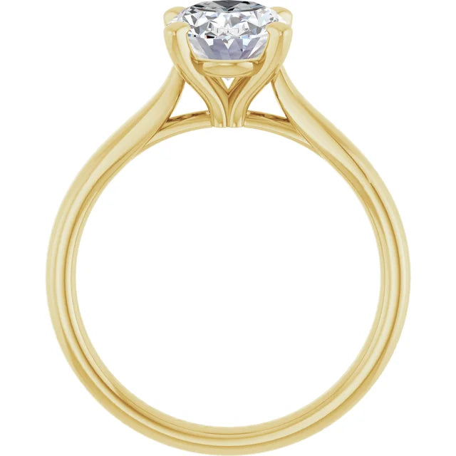 Bague d'engagement solitaire en or jaune 14k avec diamant de laboratoire ovale 1,75 ct