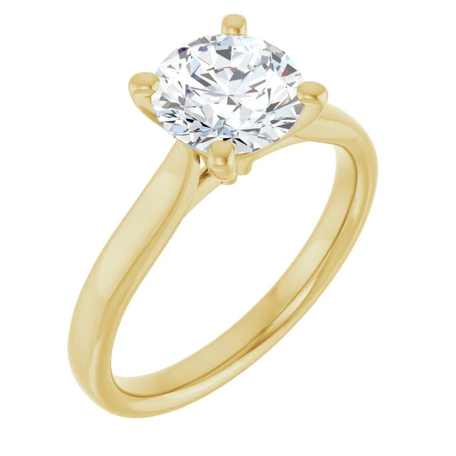Bague d'engagement solitaire en or jaune 14k avec diamant de laboratoire rond 1,75 ct
