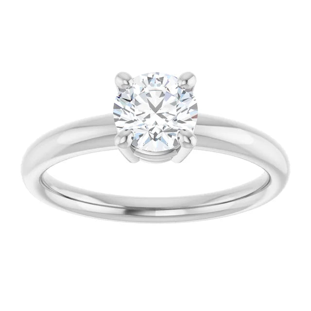 Bague d'engagement solitaire quatre griffes en or blanc 14k avec diamant naturel 0,70 ct