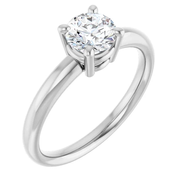Bague d'engagement solitaire quatre griffes en or blanc 14k avec diamant naturel 0,70 ct