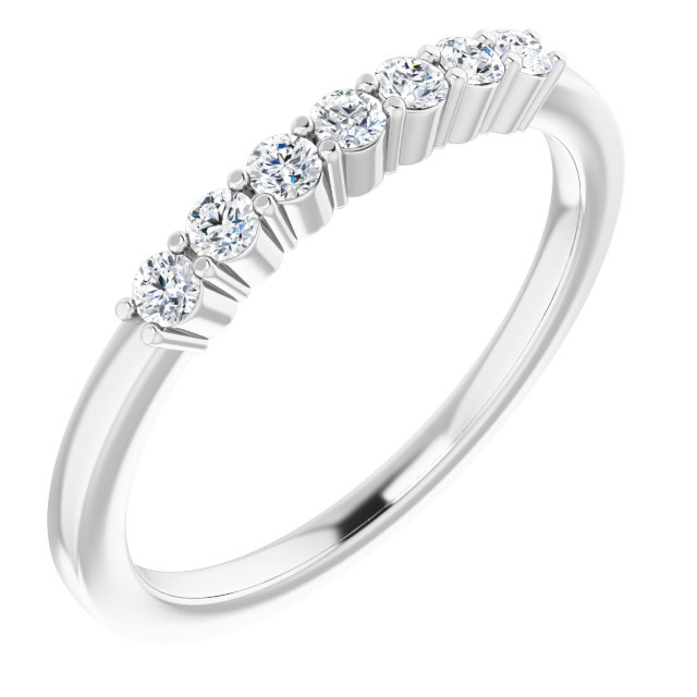 Semi-Eternity Diamond Wedding Band in White Gold on Prongs