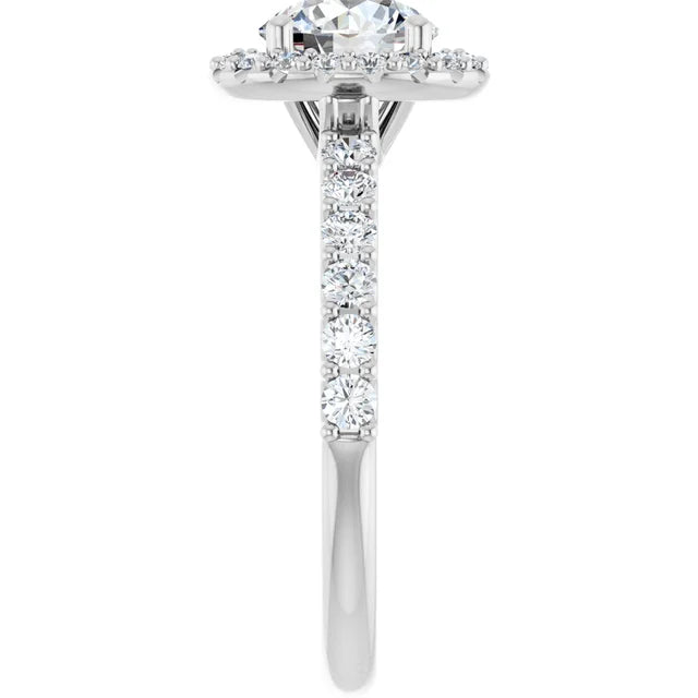 Bague d'engagement halo avec diamant de laboratoire rond 1,00 ct