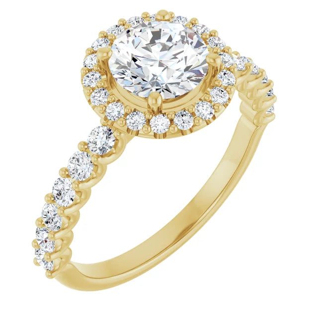 Bague d'engagement halo avec diamant de laboratoire rond 1,00 ct
