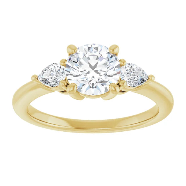 Bague de fiançailles Trilogie en or 14 carats et diamants de laboratoire
