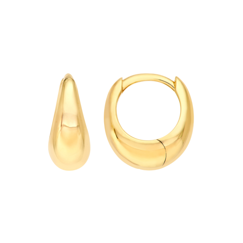 Boucles d'oreilles Huggies bombées goutte en or jaune 14k
