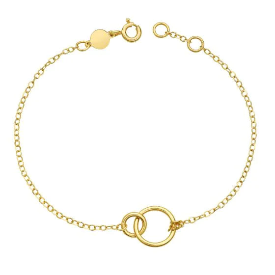 Bracelet chaîne en or jaune 14k avec cercles entrelacés