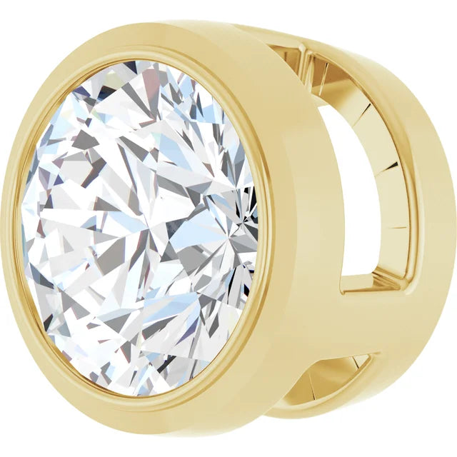Pendentifs Solitaire Diamant Taille Rond Sur Collet En Or Blanc ou jaune 14 Karats