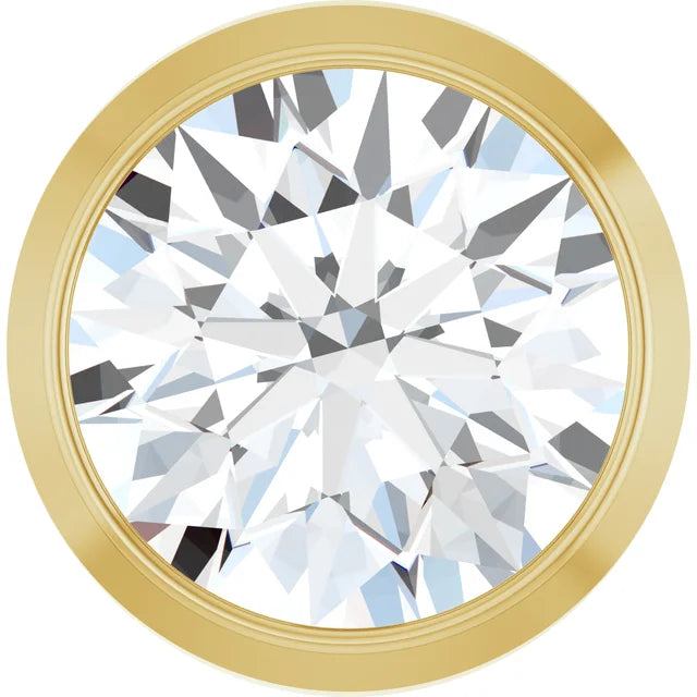 Pendentifs Solitaire Diamant Taille Rond Sur Collet En Or Blanc ou jaune 14 Karats