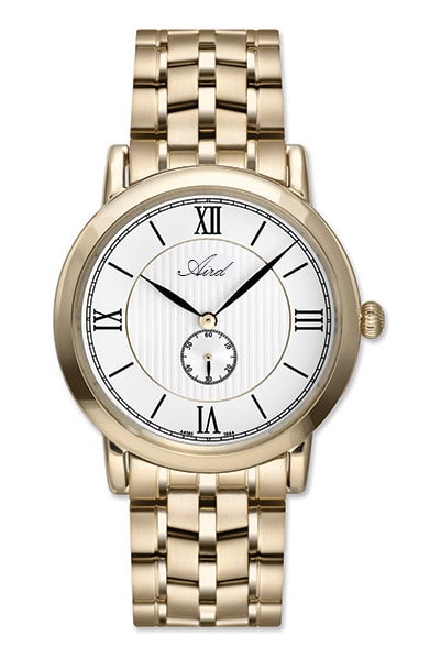 Aird Men's Steel Watch Swiss ETA Movement Sapphire Glass Gold Plated Steel Bracelet Waterproof 5 ATM Diameter 40mm