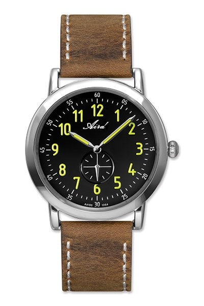 Aird Men's Steel Watch Swiss ETA Movement Sapphire Glass Leather Strap Steel Case Waterproof 5 ATM Diameter 40mm