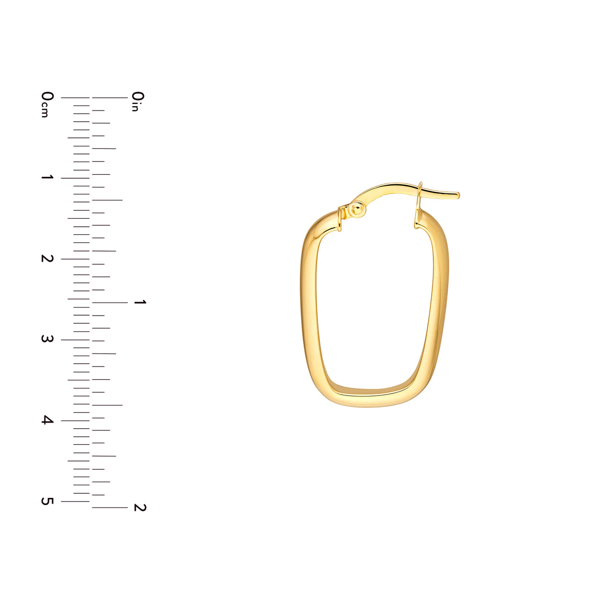 Créoles rectangulaires polies en or jaune 14k