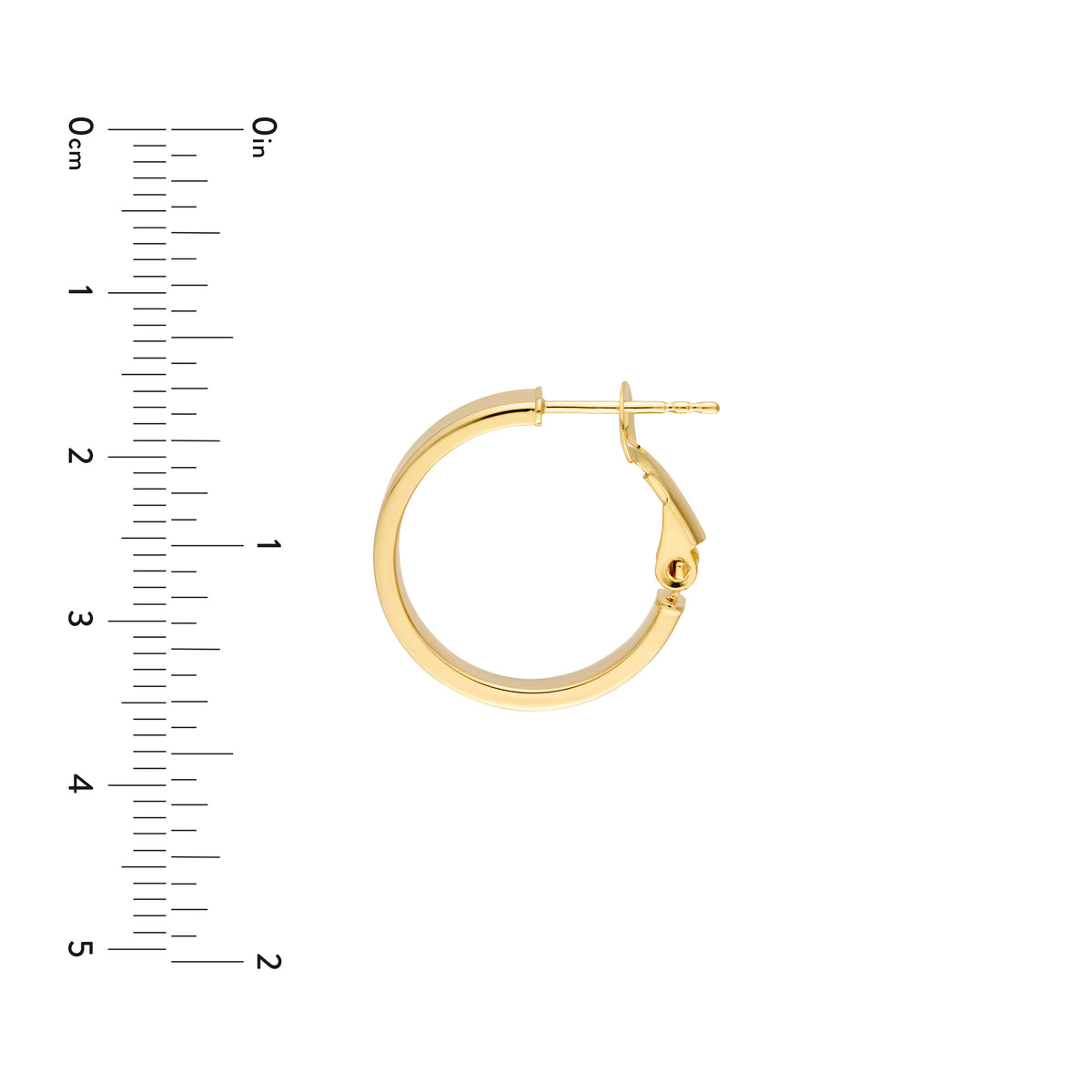 Créoles architecturales 15 mm à profil rectangulaire en or jaune 14k