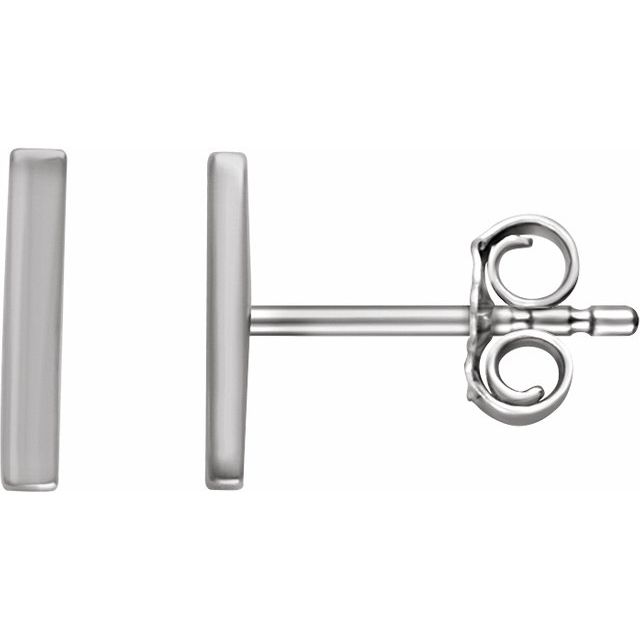 14 Karat White Gold Bar Earrings Post and Butterfly Clasp Made in Montreal
