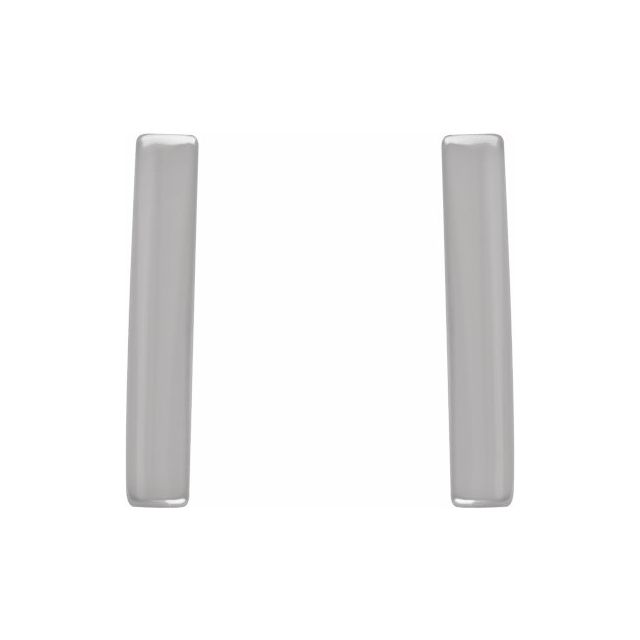 14 Karat White Gold Bar Earrings Post and Butterfly Clasp Made in Montreal