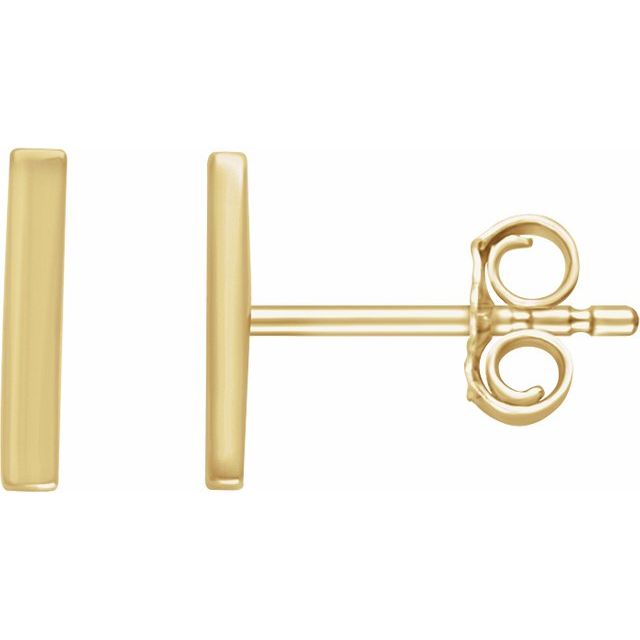 14 Karat White Gold Bar Earrings Post and Butterfly Clasp Made in Montreal