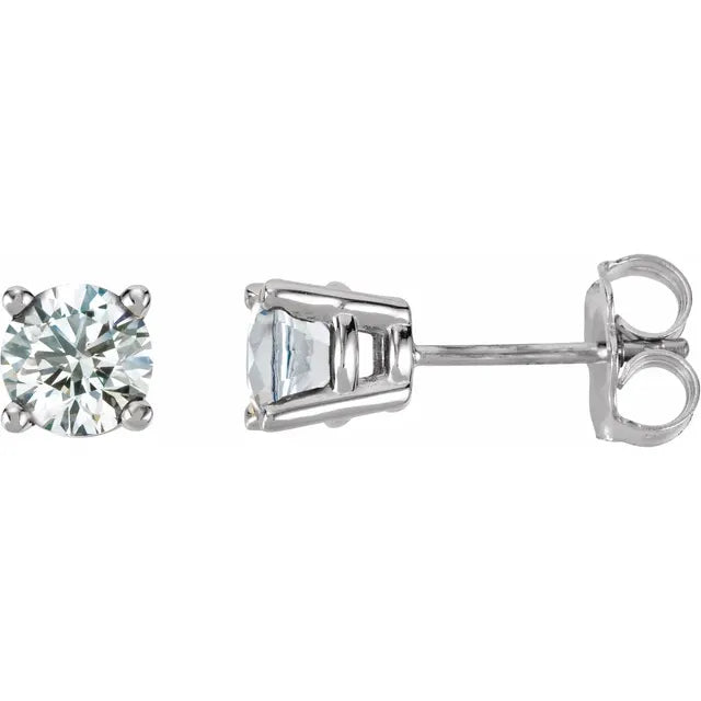 BOUCLES D'OREILLES 4 GRIFFES AVEC DIAMANTS DE LABORATOIRE RONDS BRILLANTS TOTAL 2 CARATS