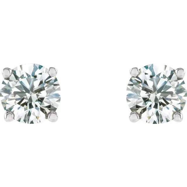 BOUCLES D'OREILLES 4 GRIFFES AVEC DIAMANTS DE LABORATOIRE RONDS BRILLANTS TOTAL 2 CARATS