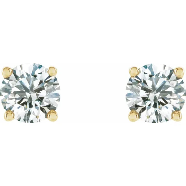 BOUCLES D'OREILLES 4 GRIFFES AVEC DIAMANTS DE LABORATOIRE RONDS BRILLANTS TOTAL 2 CARATS