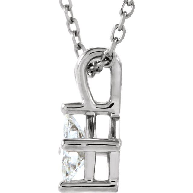 Pendentifs Solitaire Diamant Taille Princesse Sur Griffes En Or Blanc 14 Karats