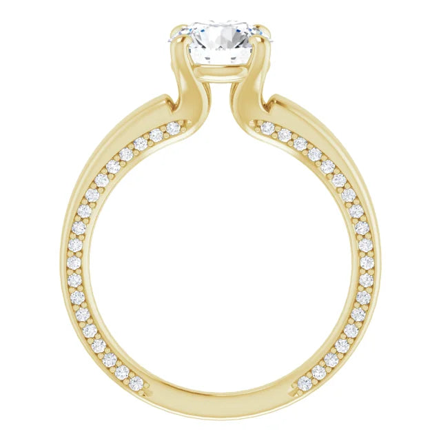 Bague d'engagement solitaire à 4 griffes en or blanc 14k avec diamant de laboratoire rond 1,50 ct et pavé secret