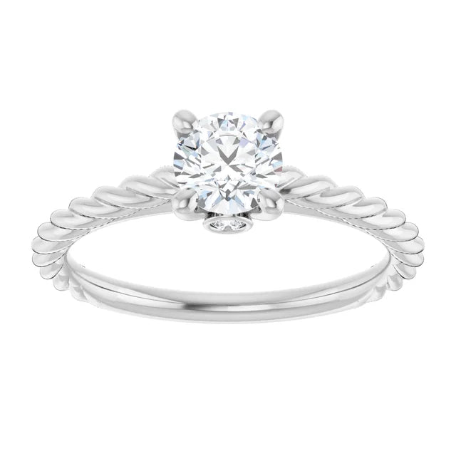 White Gold Diamond Solitaire Engagement Ring with 4 Prongs