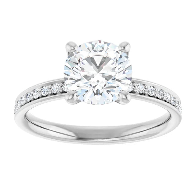 Bague de fiançailles solitaire et pavé en or jaune 10k avec diamant de laboratoire rond de 1,50 ct (VVS1, E, IGI) et 24 diamants d'entourage