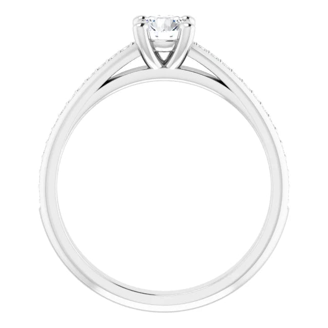 Round Cut Diamond Engagement Ring Pavé White Gold