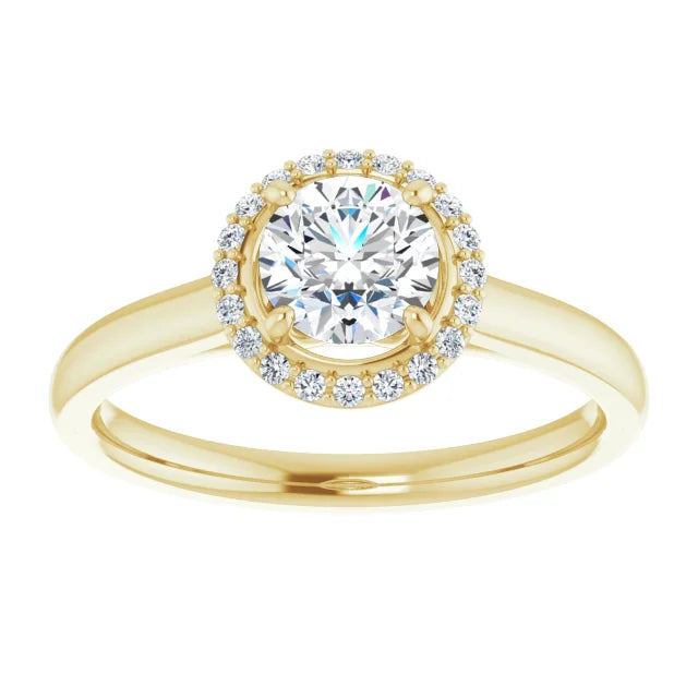 Bague d'engagement halo en or blanc 14k avec diamant naturel rond 0,60 ct