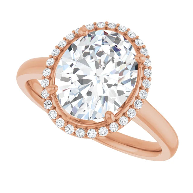 Bague d'engagement halo en or blanc 14k avec diamant de laboratoire ovale 2,00 ct