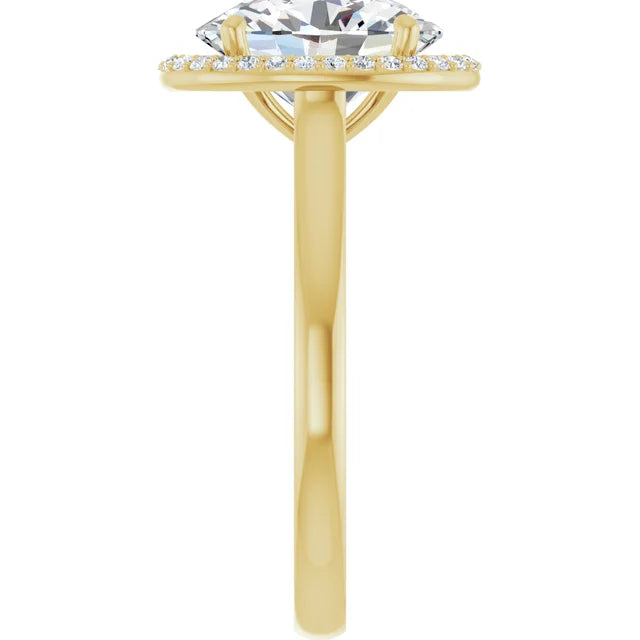 Bague d'engagement halo en or blanc 14k avec diamant de laboratoire ovale 2,00 ct