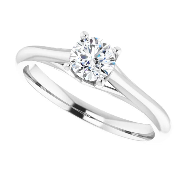 Bague d'engagement solitaire quatre griffes en or blanc 14k avec diamant naturel 0,40 ct