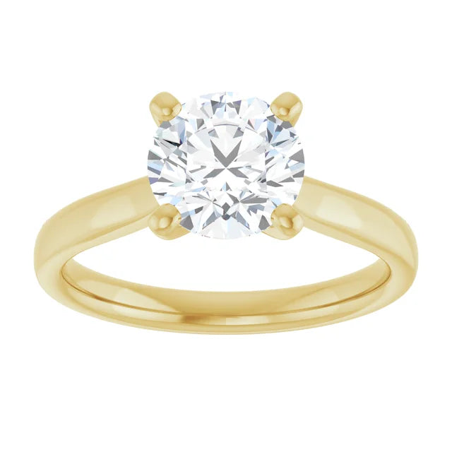 Bague d'engagement solitaire en or jaune 14k avec diamant de laboratoire rond 1,75 ct