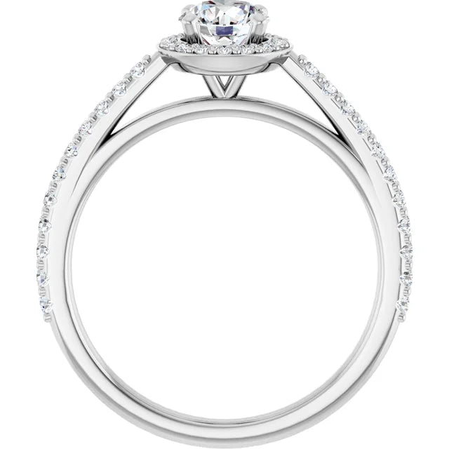 White Gold and Diamond Halo Engagement Ring