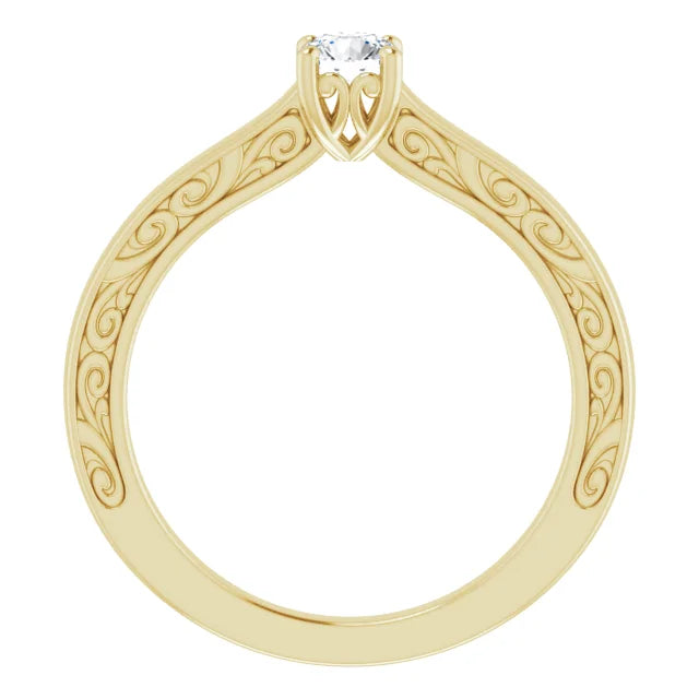 Antique Solitaire Engagement Ring Yellow Gold Diamond 4 Prongs