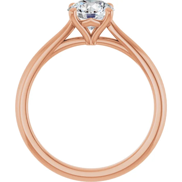 Bague d'engagement solitaire classique en or 14 K avec diamant de laboratoire rond 1,00 ct