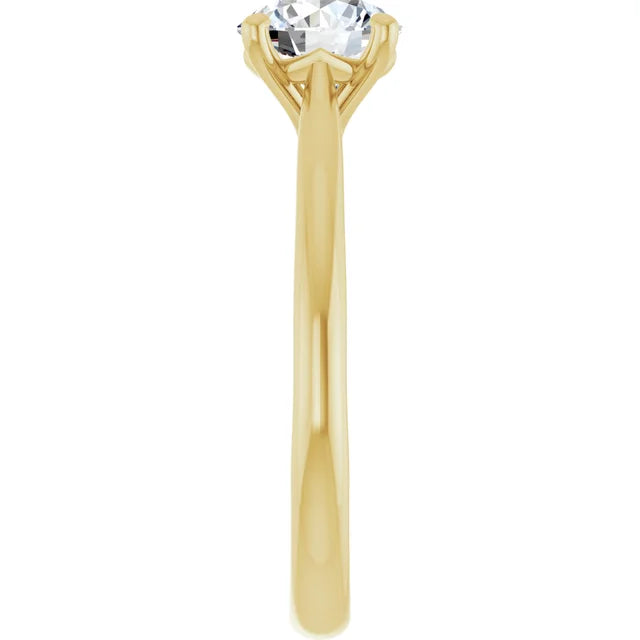 Bague d'engagement solitaire classique en or 14 K avec diamant de laboratoire rond 1,00 ct