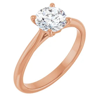 Bague d'engagement solitaire classique en or 14 K avec diamant de laboratoire rond 1,00 ct