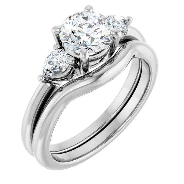 Bague de fiançailles Trilogie en or 14 carats et diamants de laboratoire