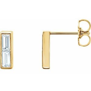 14 Karat White Gold Earrings with Baguette Diamonds, Post and Butterfly Clasp, Made in Montreal