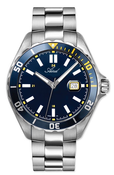 Aird Men's Steel Watch Swiss ETA Movement Sapphire Glass Steel Bracelet Waterproof 10 ATM