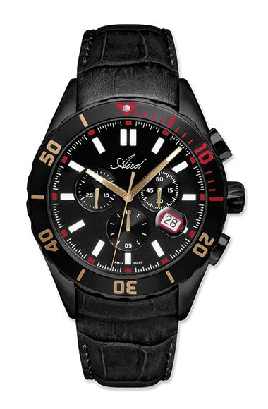 Montre Aird pour Homme en Acier Mouvement Suisse ETA Chronographe Verre Saphir Bracelet cuir