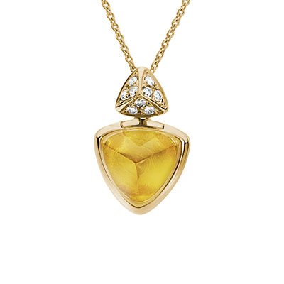 Pendentif Vintage Années 50 En Or Jaune 18 Carats Avec Citrine De 10 Carats - Occasion