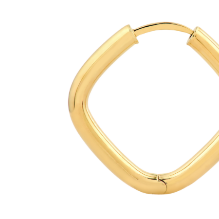 Créoles carré en or jaune 14k – 15 mm
