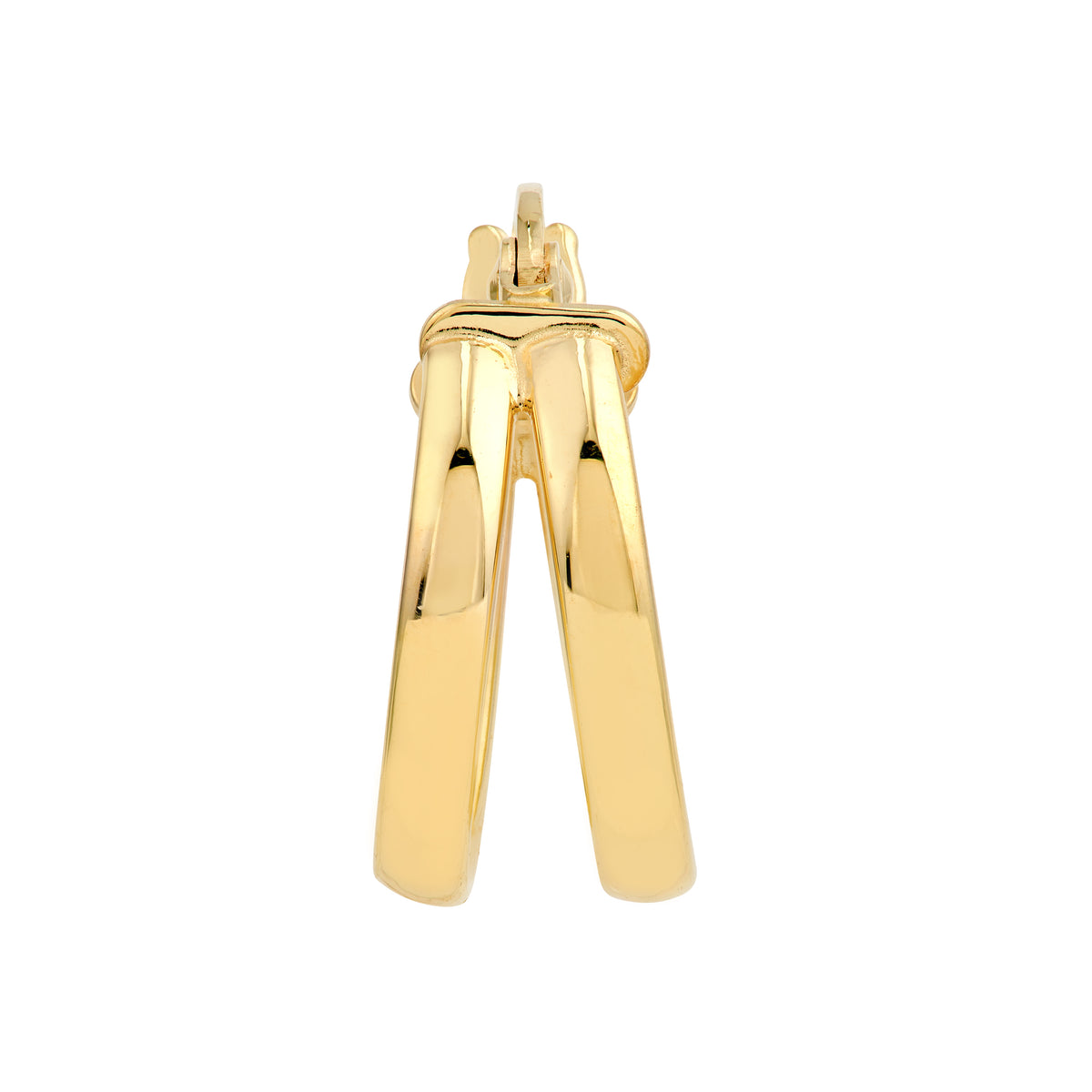 Créoles rondes double rang en or jaune 14k – Effet superposé