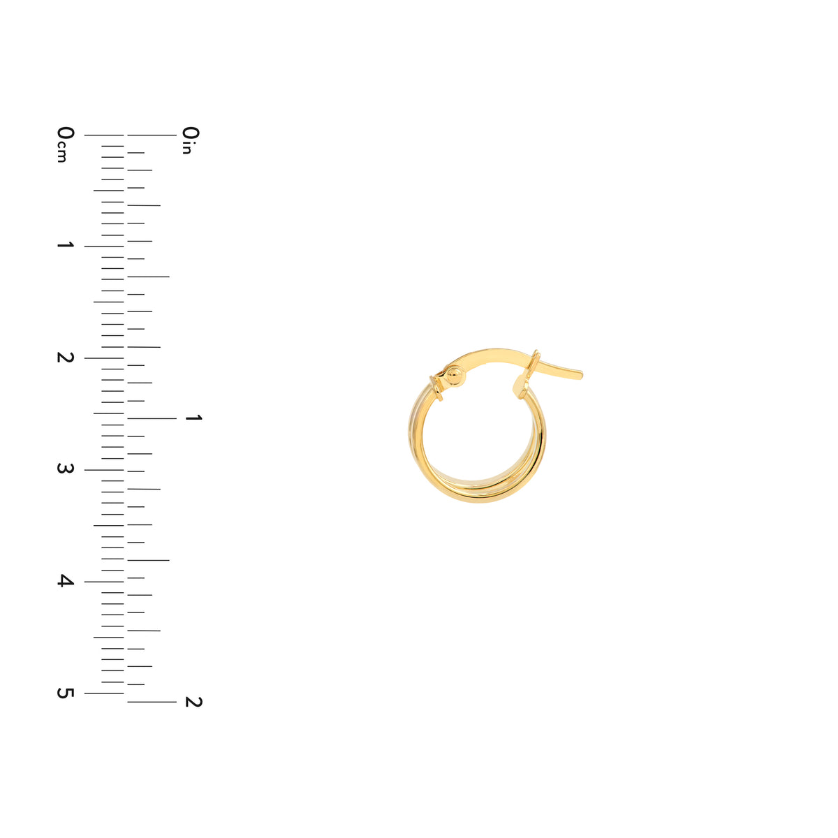 Créoles rondes double rang en or jaune 14k – Effet superposé