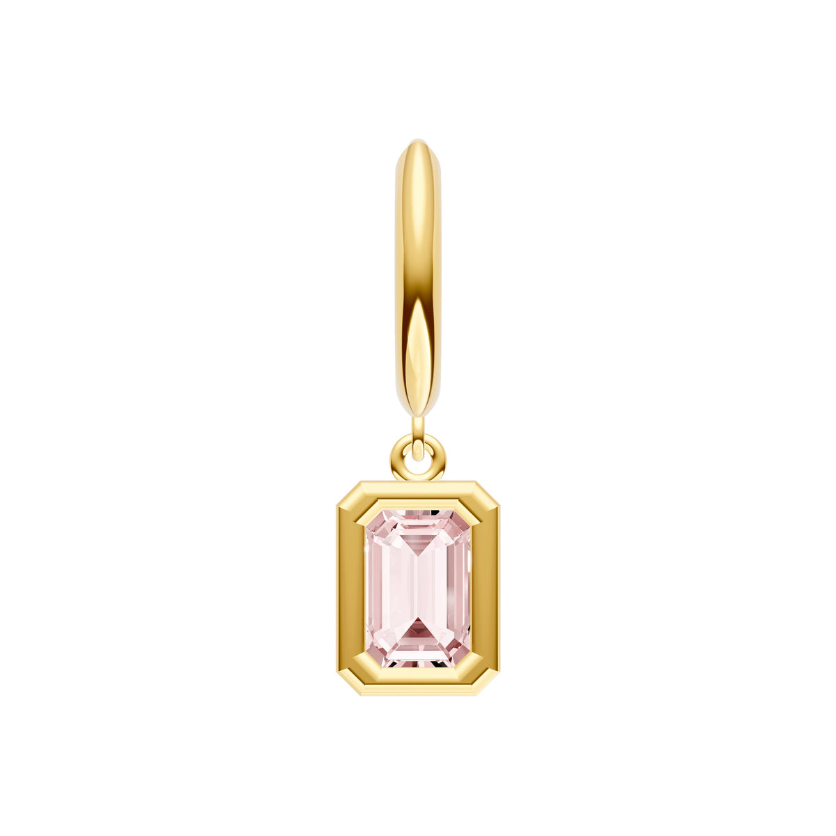 Boucle d'oreille créole pendante en or jaune 14k et Topaze London Blue (Taille Émeraude)