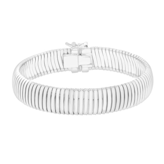 Bracelet Tubogas 12 mm en argent sterling rhodié