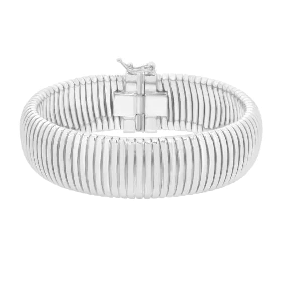 Bracelet Tubogas 12 mm en argent sterling rhodié